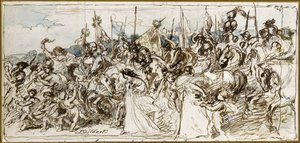 Skiss till "The Return of the Victors", 1879 (penna och bläck samt wc) av John Gilbert